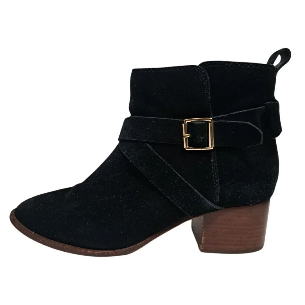 Kate Spade Taley Logo Bow Gothic Western Pull On Leather Suede Ankle Bootie 8.5